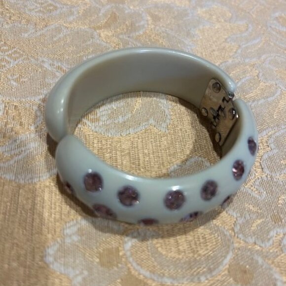 ALBERT WEISS Mint Green Rhinestone Clamper BRACELET - Picture 8 of 9